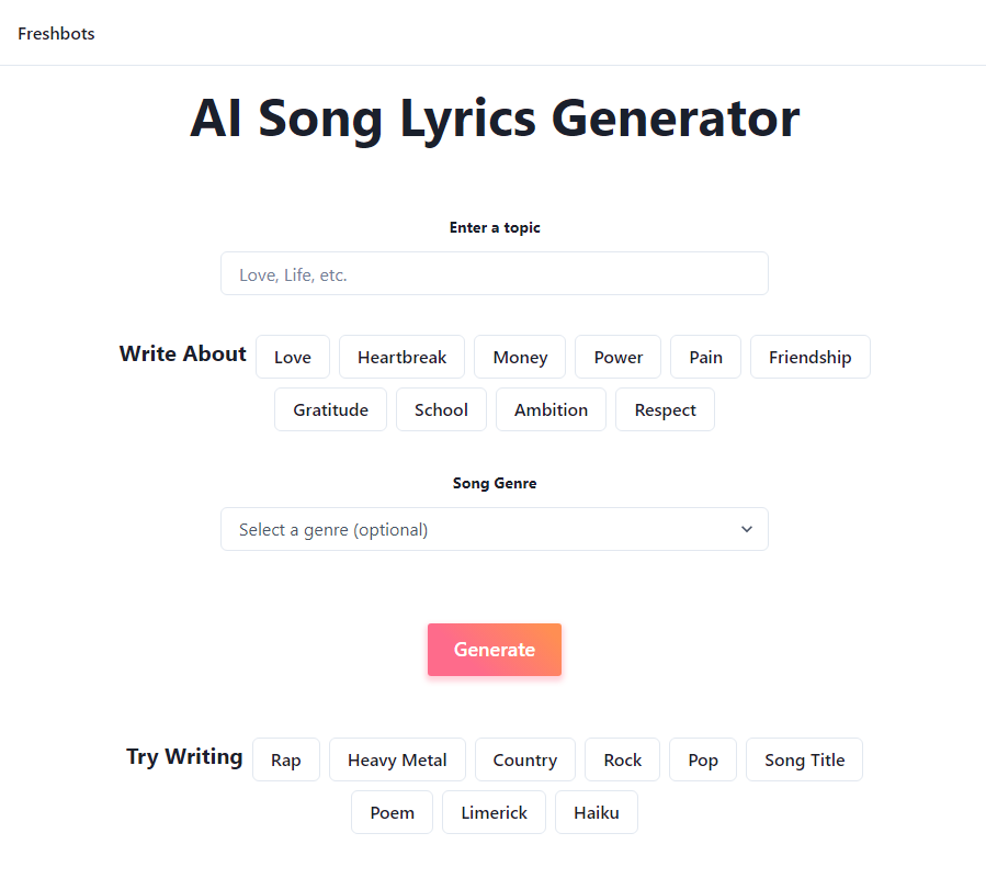 AI lyric generator