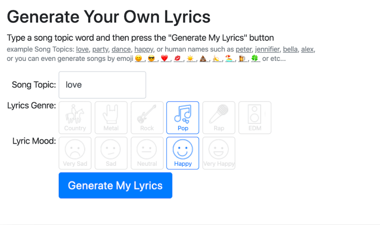 AI lyric generator